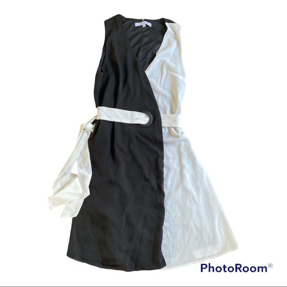 ONE ONE SIX black and white Wrap Midi dress; size small - Picture 3 of 6